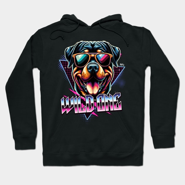 Wild One Rottweiler Dog Hoodie by Miami Neon Designs